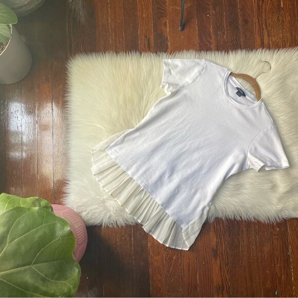 SABIE Coquette white tee top Hi-Lo - Picture 1 of 6